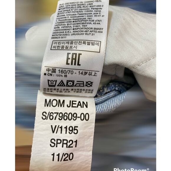 GAP Denim Mom Jeans Distressed Raw Hem 16 Youth - Picture 4 of 5